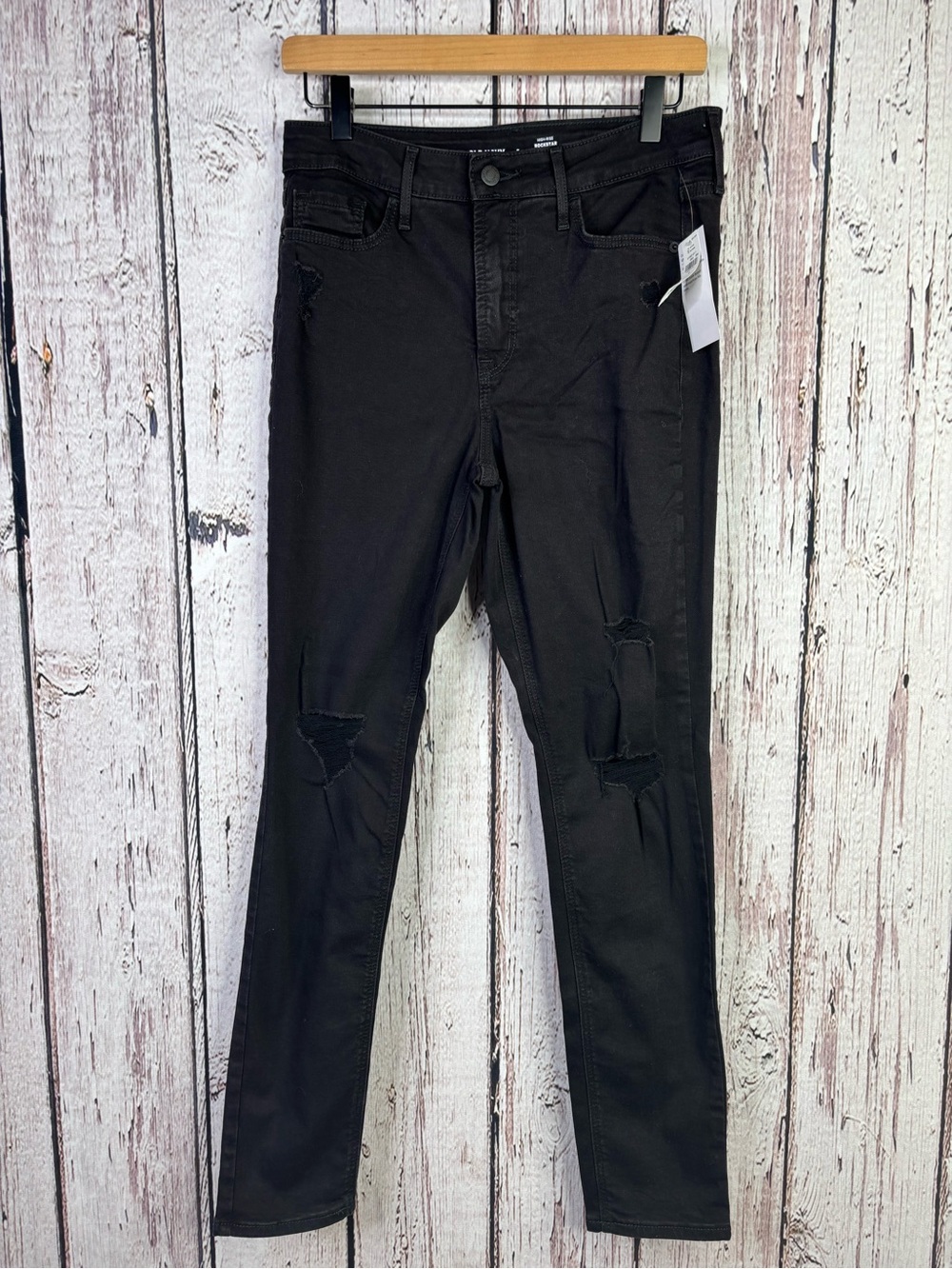 🏷️NWT Old Navy Black Distressed High Rise Rock Star Super Skinny Jeans Size 8